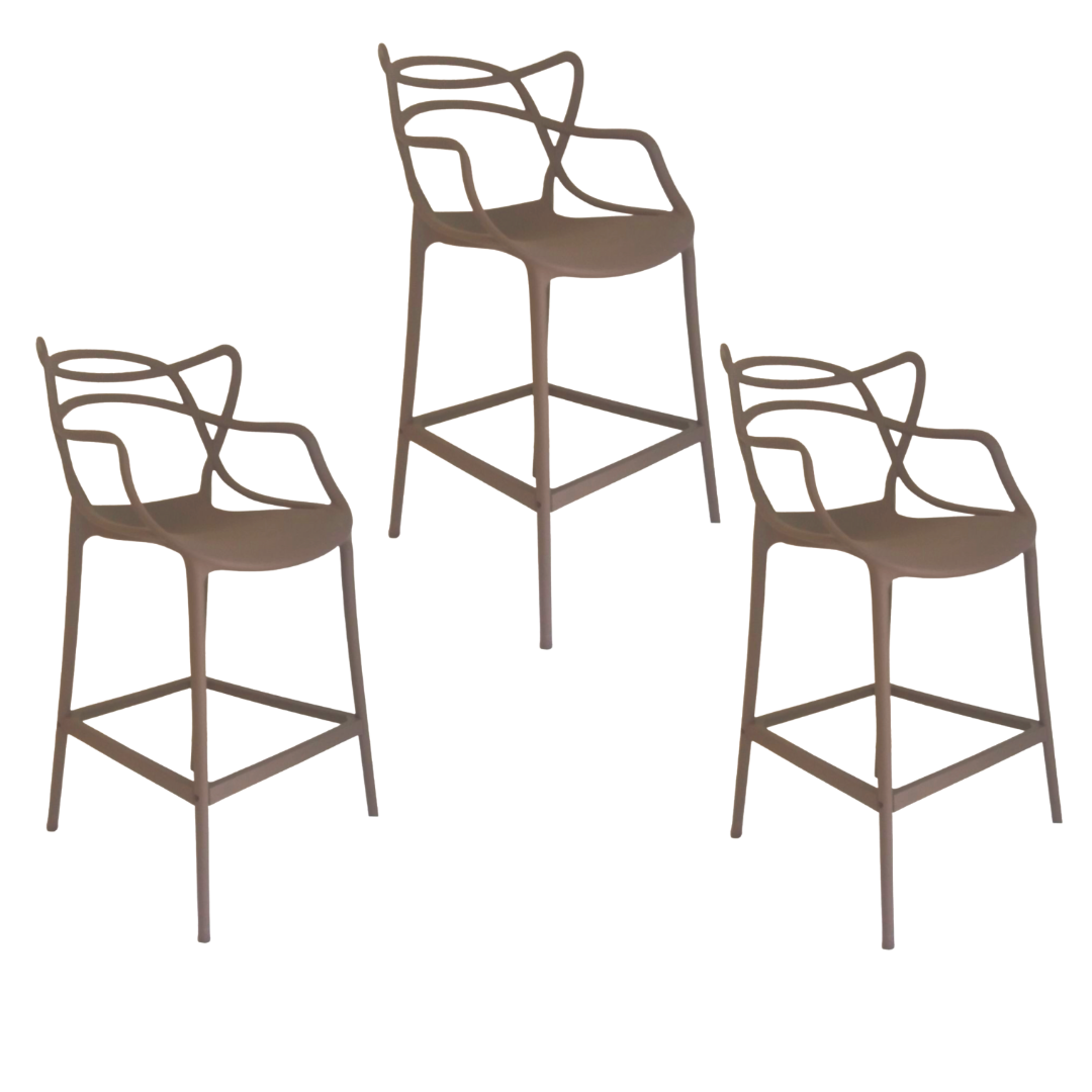Banqueta Allegra Top Chairs Fendi - kit com 3
