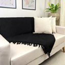 Ver imagem 2 de Kit 2 Mantas para Sofá 240x180 em Algodão Cor:preto