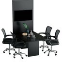Ver imagem 1 de Mesa de Reunião Retangular com Painel 6 Lugares Moderno MDP 136cm Preto Tecnomobili