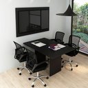Ver imagem 4 de Mesa de Reunião Retangular com Painel 6 Lugares Moderno MDP 136cm Preto Tecnomobili