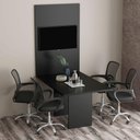 Ver imagem 5 de Mesa de Reunião Retangular com Painel 6 Lugares Moderno MDP 136cm Preto Tecnomobili