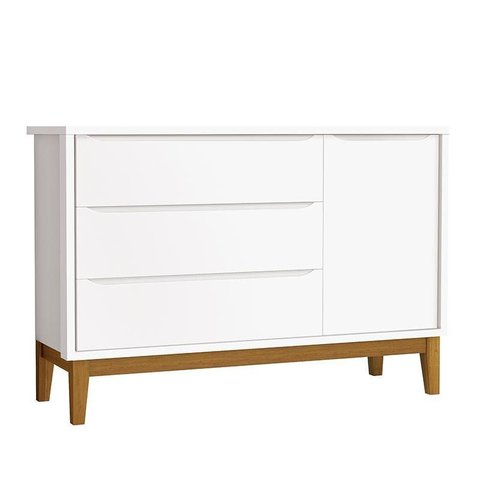 Cômoda Infantil New Classic Branco com Pés Madeira – Reller