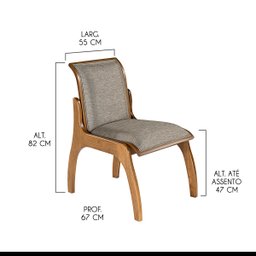 Kit 6 Cadeiras de Madeira Maciça Imbuia para Mesa de Jantar 55x82 Cm Barcelona Linho Cinza L55 - RMI - 3