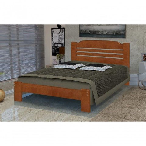 Cama Queen Size Dubai de Madeira Maciça Angelim Pedra/tauari - Cor Mel