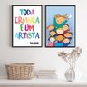 Kit 2 Quadros Infantis Toda Criança É Um artista 24x18cm - com Vidro:madeira Preta - 1