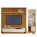 Ver imagem 1 de Estante Home Theater com Bancada Suspensa Luna 30com Cristaleira Marina Cinamomo Off White - Madetec