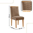 Ver imagem 3 de Mesa de Jantar Diane 120cm Tampo Mdf Vidro Cadeiras Eloise Moderna Veludo Capuccino Off White