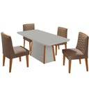 Ver imagem 2 de Mesa de Jantar Diane 120cm Tampo Mdf Vidro Cadeiras Eloise Moderna Veludo Capuccino Off White
