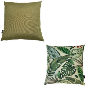 Kit 2 Almofadas Cheias Impermeável Área Externa Folhagens Verde (43cm) e Verde Oliva (45cm)