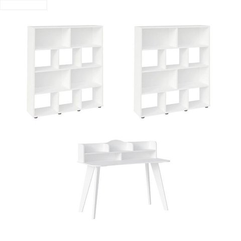Conjunto Sala de Estar: Escrivaninha Sofia + 2 Estante Book