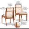 Cadeira para Mesa de Jantar Lisboa com Encosto em Rattan Madeira Maciça Linho Bege M58 RMI - 2