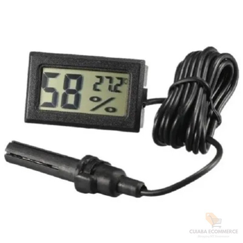 Termômetro Digital Temperatura Umidade Com Sonda Pilhas - 2