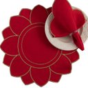 Ver imagem 4 de Jogo Americano com Guardanapo 12 Peças Bordado Girassol: Vermelho