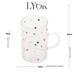 Caneca de Vidro Borossilicato Resistente a Calor Love 280ml - 3