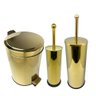 Kit Lavabo Inox Dourado Lixeira 5l Escova Sanitaria Papeleira France Fineza - 1