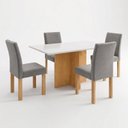 Ver imagem 2 de Conjunto de Mesa de Jantar 4 Lugares Carol e Cadeiras Espanha 120x80cm Cinamomo Off White Cinza