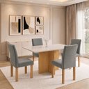 Ver imagem 1 de Conjunto de Mesa de Jantar 4 Lugares Carol e Cadeiras Espanha 120x80cm Cinamomo Off White Cinza