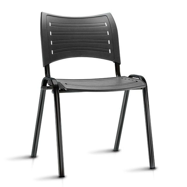 Cadeira Secretaria Fixa Iso Plástica - Preto - 1