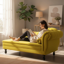 Ver imagem 2 de Recamier Decorativo Divã Amsterdã 187cm Lado Esquerdo Suede Amarelo