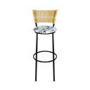 Ver imagem 4 de Jogo 3 Banqueta Alta Para Cozinha Ratan Palha Preta Estofado Floral  Floral 