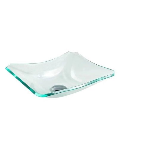 Cuba de Vidro Retangular Chanfrada 37cm Incolor