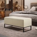 Ver imagem 2 de Puff Decorativo Para Sala de Estar Cléo W01 Base de Ferro 90 cm Linho Champagne - Lyam Decor
