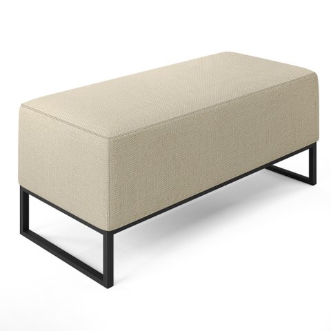 Puff Decorativo Para Sala de Estar Cléo W01 Base de Ferro 90 cm Linho Champagne - Lyam Decor