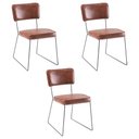 Ver imagem 1 de Kit 3 Cadeiras de Jantar Decorativa Base Aço Preto Luigi PU Caramelo - Gran Belo