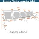 Ver imagem 3 de Longarina Estofada 5 Lug Nr-17 Dubai Fratini 281 (larg) Cm Aço Cromado Pintura Cinza C/ Braços