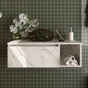 Ver imagem 7 de Gabinete de Banheiro 80 Cm com 1 Porta e Nicho Marina Mármore Branco
