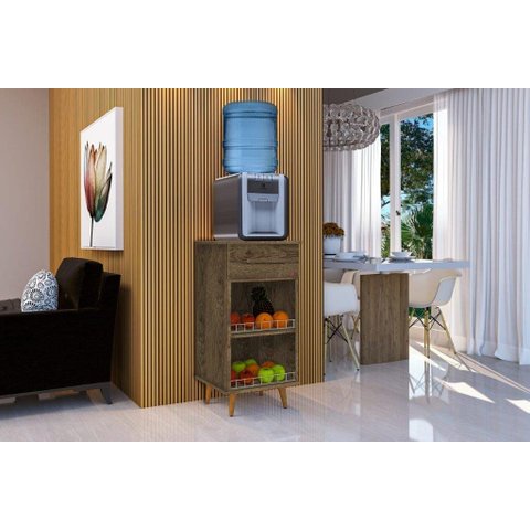 Balcão / Fruteira para Bebedouro Estilo Retrô com Gaveta Cor Canela Rm