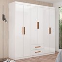 Ver imagem 1 de Guarda-roupa Solteiro Aurora 6 Portas 2 Gavetas Branco - Carioca Móveis