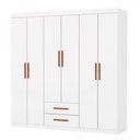 Ver imagem 2 de Guarda-roupa Solteiro Aurora 6 Portas 2 Gavetas Branco - Carioca Móveis