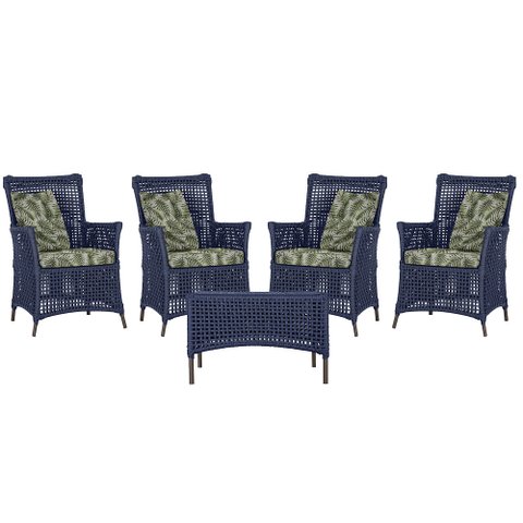 4 Poltronas e 1 Mesa Igapó em Alumínio Pintura Marrom Corda Náutica Estofado 5