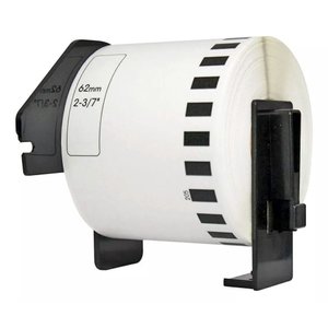 Rolo de Etiqueta Termica Compativel Brother Dk22205 - 62mmx30,48mts Continua Preto/branco