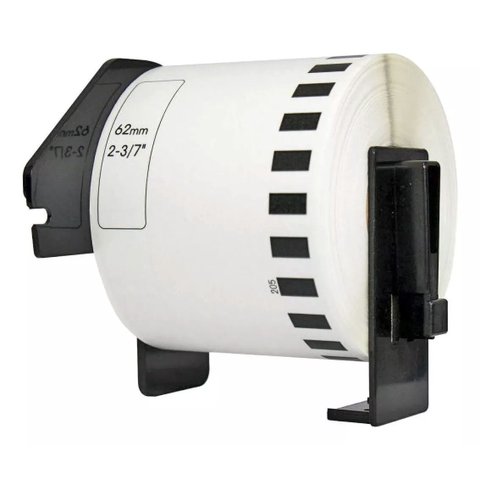 Rolo de Etiqueta Termica Compativel Brother Dk22205 - 62mmx30,48mts Continua Preto/branco