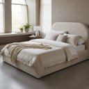 Ver imagem 6 de Cama Casal para Quarto Chique Cabeceira e Peseira Estofada
