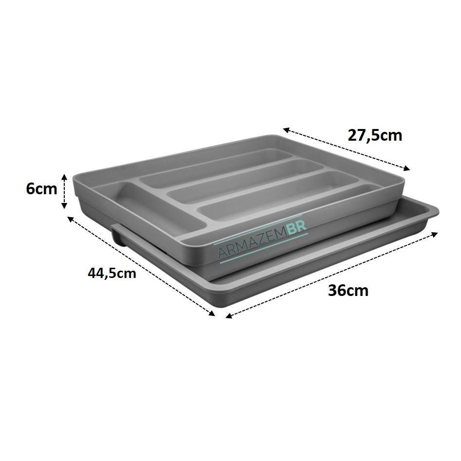 Kit 3 Organizador Gaveta Faca Talheres Divisor - Chumbo - 3