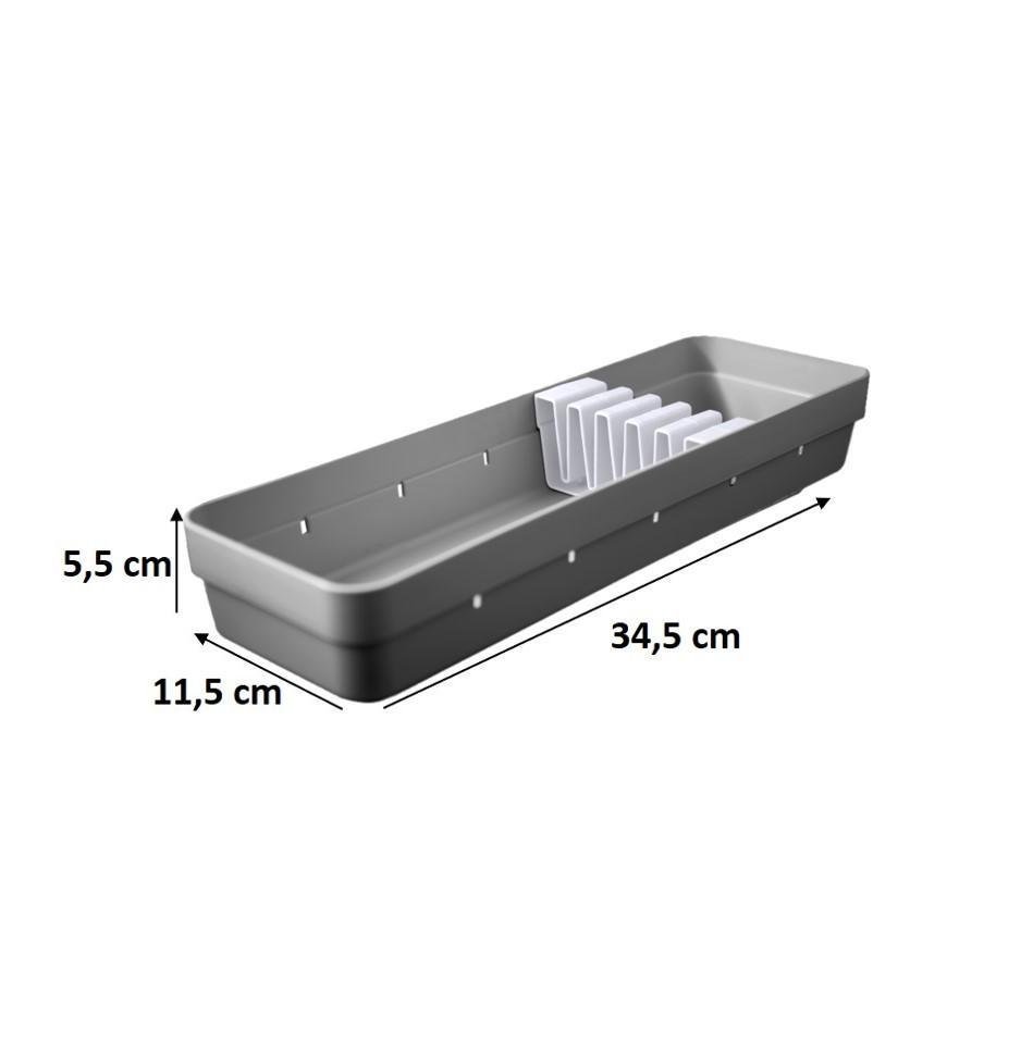 Kit 3 Organizador Gaveta Faca Talheres Divisor - Chumbo - 7