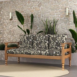 Sofá 3 Lugares Madeira Maciça Liz Multimóveis Cr7000.t64 Imbuia/floral