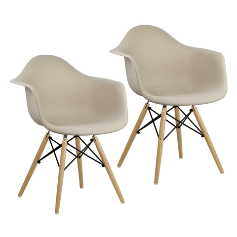 Kit 2 Cadeiras Charles Eames Eiffel Design Wood com Braços