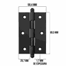 Dobradiça para Porta Madeira Pino Bola 3 Peças Stam Preto Dobradiça 3 1/2 '' X2 5/16 ''x1,7mm Pr Pin - 2