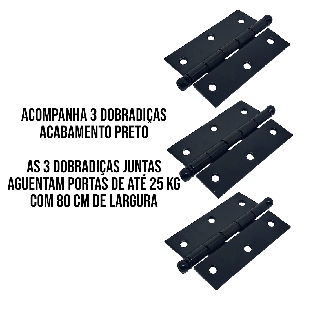 Dobradiça para Porta Madeira Pino Bola 3 Peças Stam Preto Dobradiça 3 1/2 '' X2 5/16 ''x1,7mm Pr Pin - 4