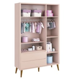 Quarto de Bebê Retrô 3 Portas Rosa Fosco com pé retrô madeira Reller - 8