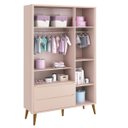 Ver mais imagens de Quarto de Bebê Retrô 3 Portas Rosa Fosco com Pé Retrô Madeira Reller