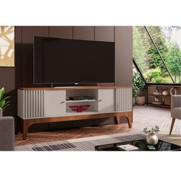Rack Bancada Aparador Frade Florenca para TV de até 70 polegadas 2 portas deslizantes Off White Matt - 2