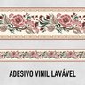Faixa Decorativa Adesiva (autocolante) - Floral com Tons Marrom e Dourado - 2