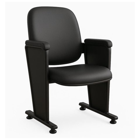 Poltrona Auditório Rebatível 01 Lugar – Linha Premium - Corino Preto - 38101