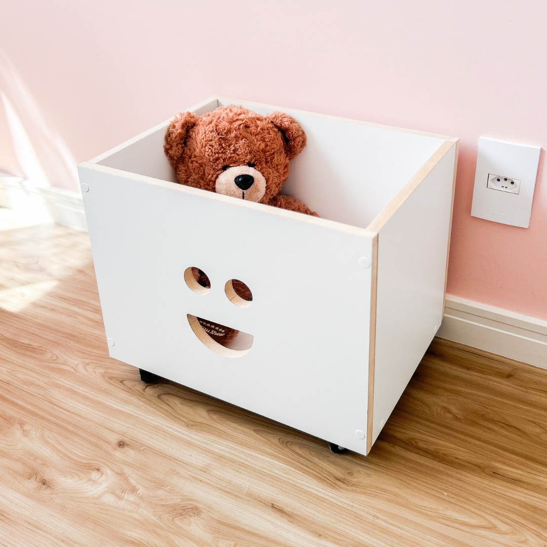 Baú Organizador de Brinquedo com Rodinhas Branco Mdf Sorriso