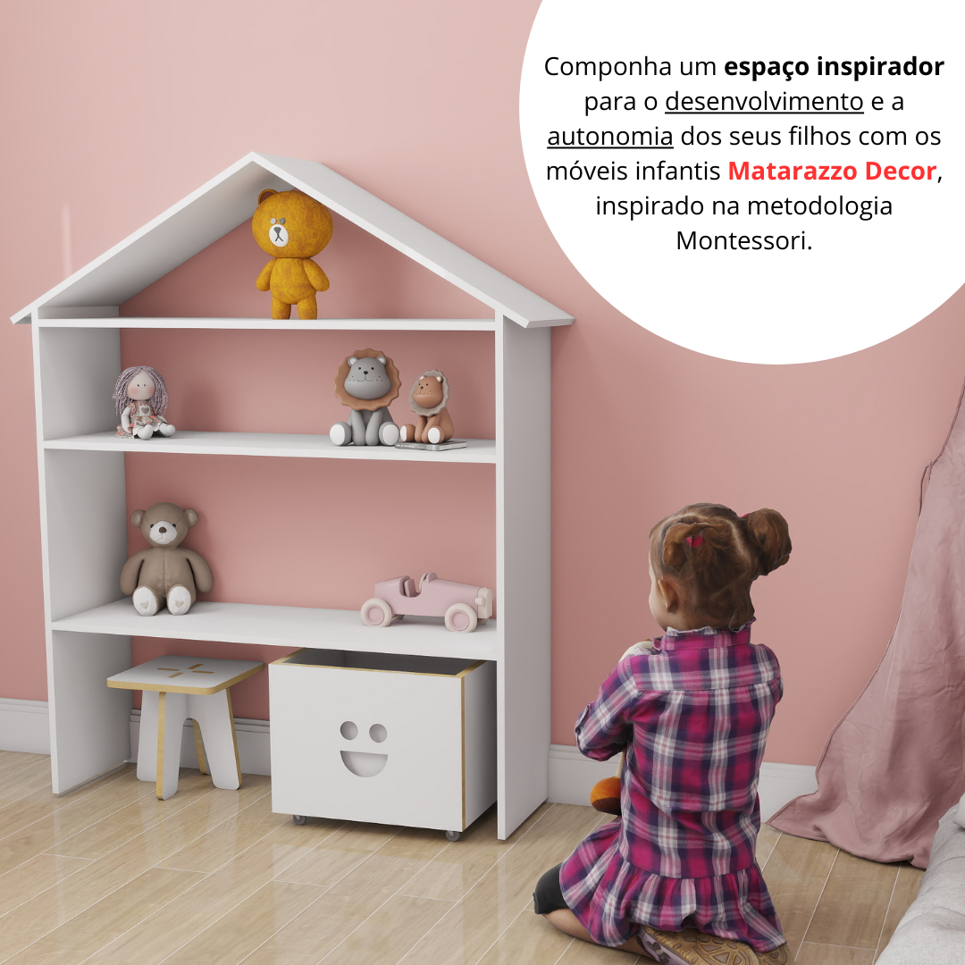 Baú Organizador de Brinquedo com Rodinhas Branco Mdf Sorriso - 9